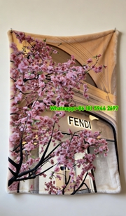 Fendi Pink Cherry Blossom Storefront Flannel Throw Blanket IMG_9493